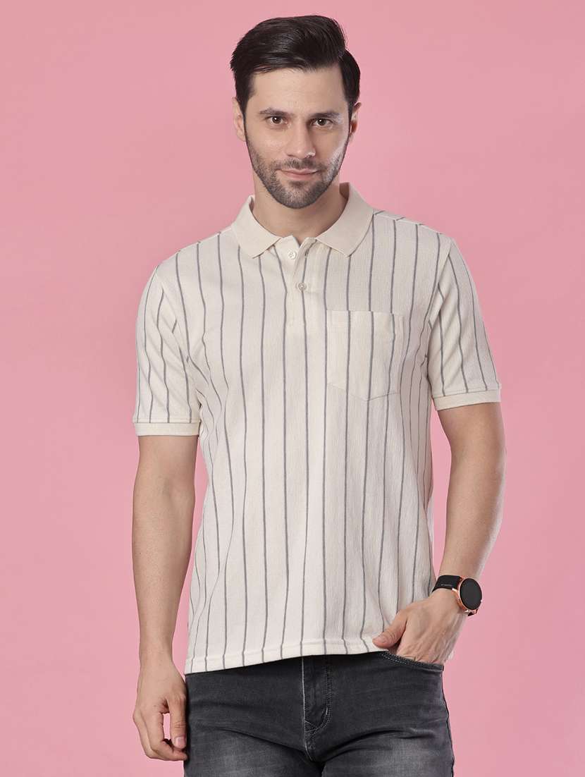 men striped short sleeve regular fit polo t-shirt - 22005386 -  Standard Image - 1