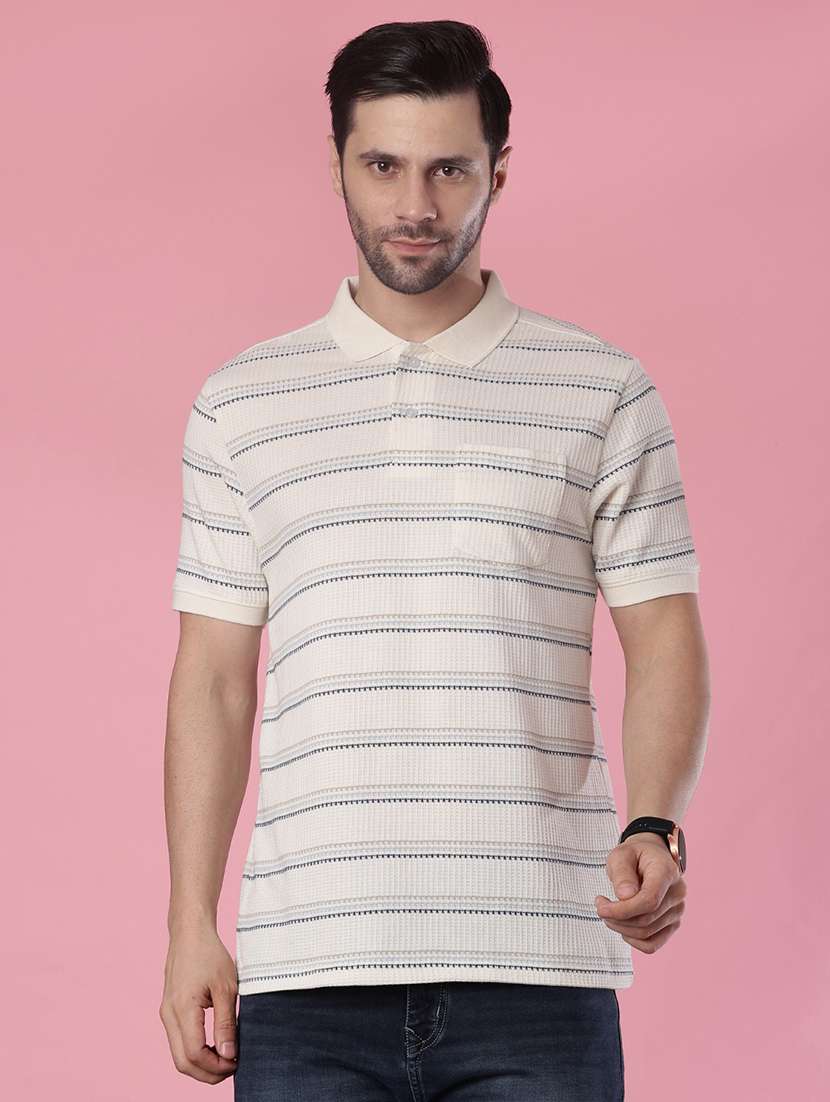 men striped short sleeve regular fit polo t-shirt - 22005387 -  Standard Image - 1