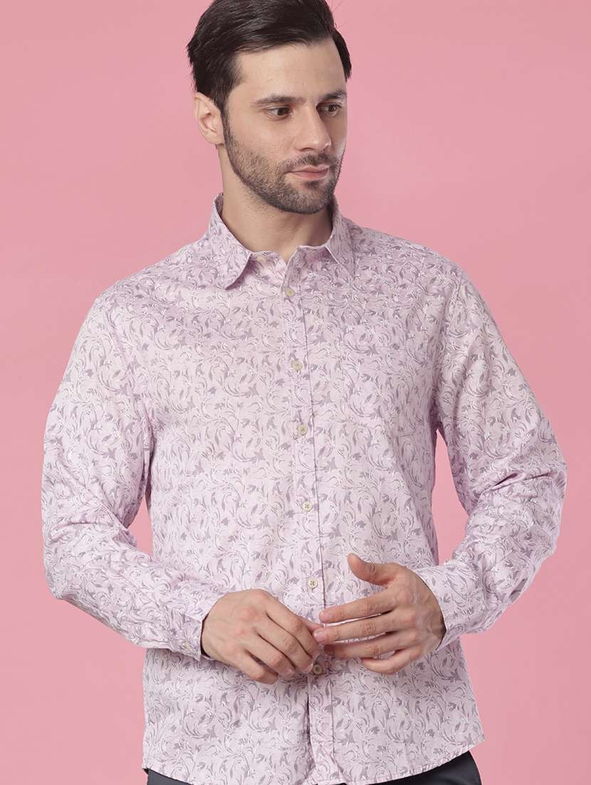 men printed long sleeve regular fit shirt