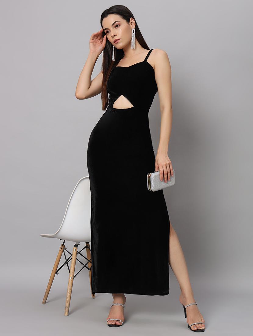 women solid sholuder strap slim fit bodycon maxi dress - 22005438 - Zoom Image - 0
