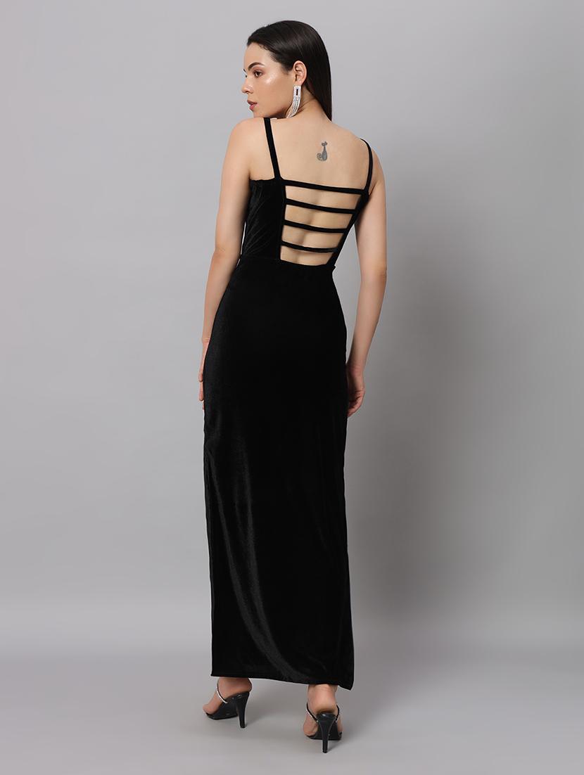 women solid sholuder strap slim fit bodycon maxi dress - 22005438 - Standard Image - 4