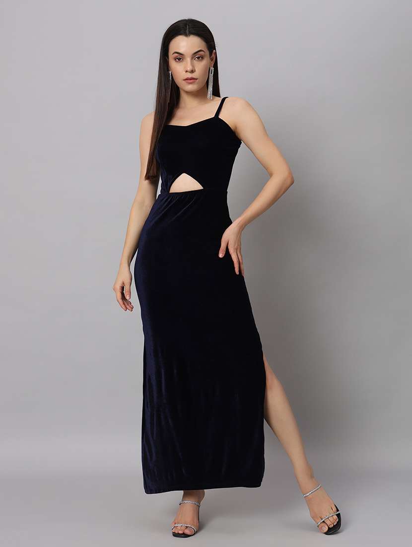 women solid sholuder strap slim fit bodycon maxi dress - 22005439 - Standard Image - 1