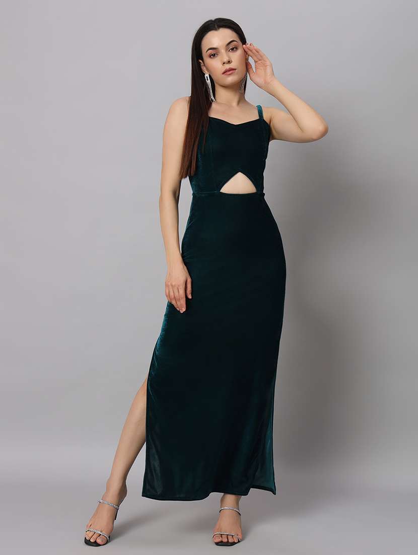 women solid sholuder strap slim fit bodycon maxi dress - 22005442 - Standard Image - 4