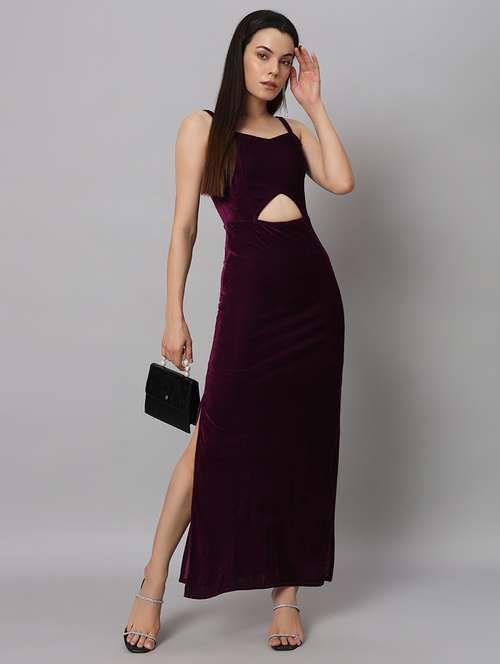 women solid sholuder strap slim fit bodycon maxi dress - 22005443 -  Standard Image - 0