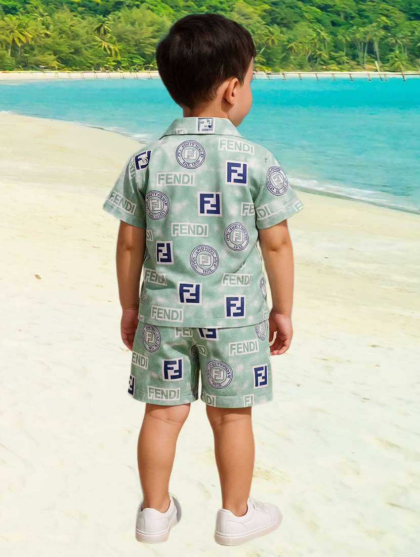 boys printed shirt & shorts co-ord set - 22005477 -  Standard Image - 1