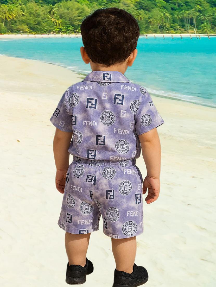 boys printed shirt & shorts co-ord set - 22005478 - Standard Image - 1