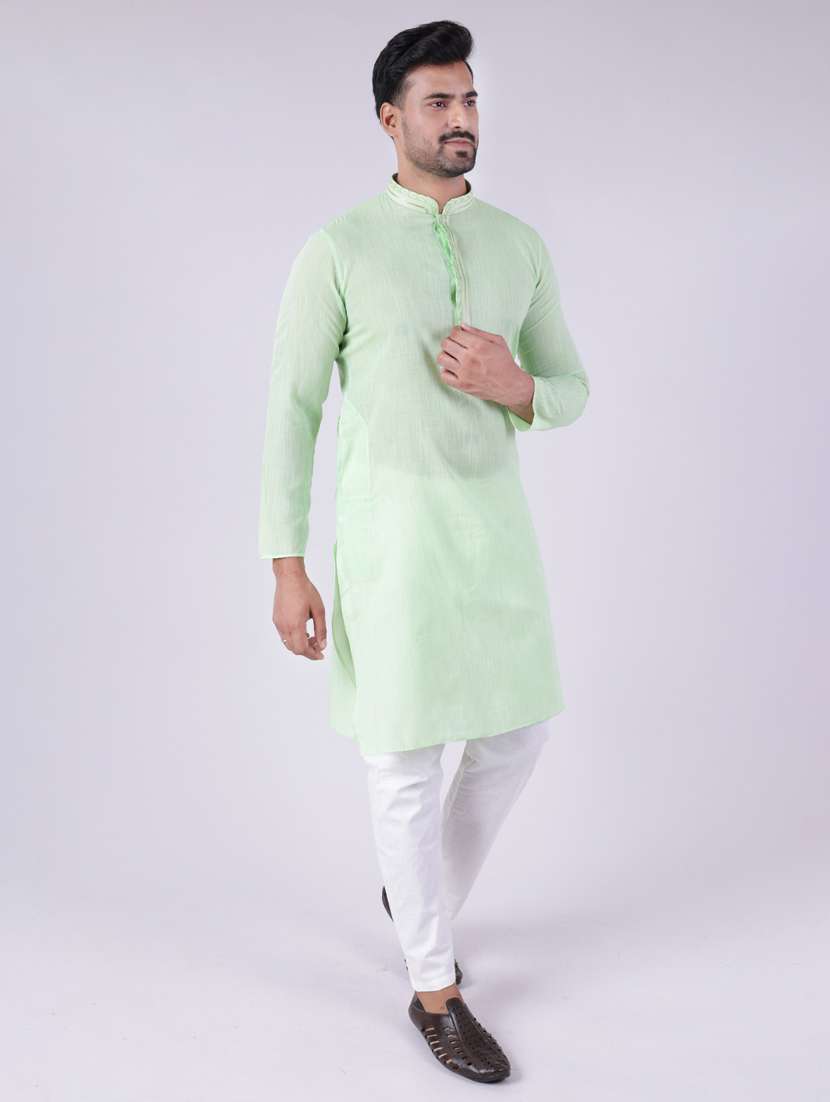 men solid mandarin neck kurta pyjama ethnic wear set - 22005484 -  Standard Image - 1