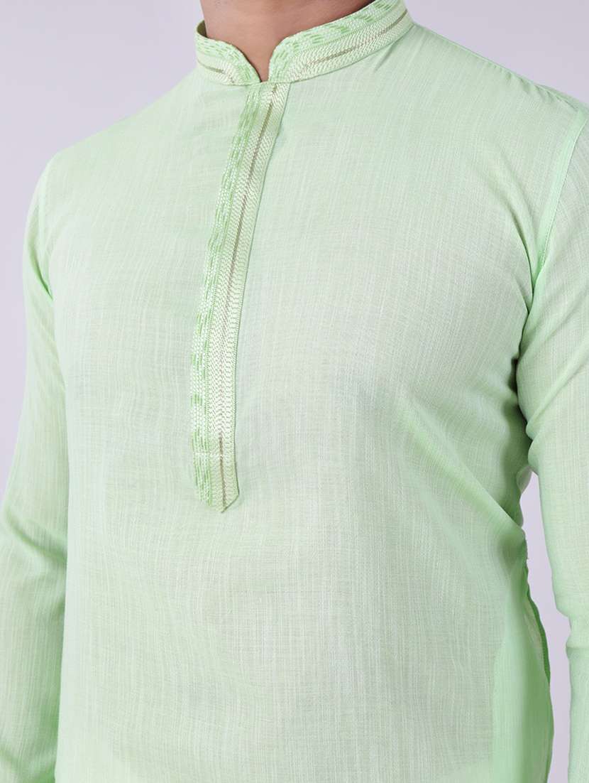 men solid mandarin neck kurta pyjama ethnic wear set - 22005484 -  Standard Image - 4