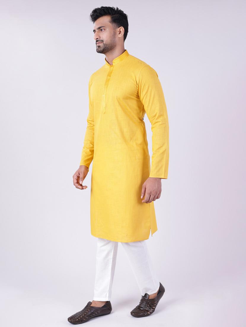 men solid mandarin neck kurta pyjama ethnic wear set - 22005488 - Standard Image - 1
