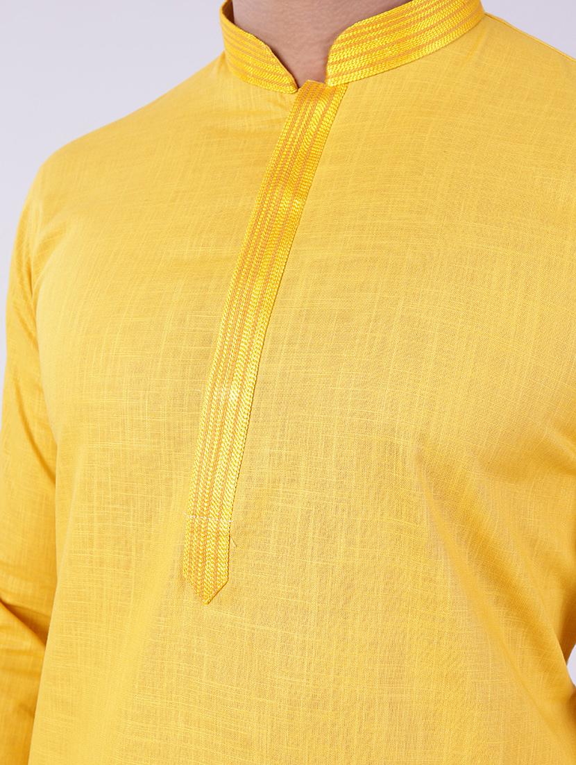 men solid mandarin neck kurta pyjama ethnic wear set - 22005488 - Standard Image - 4