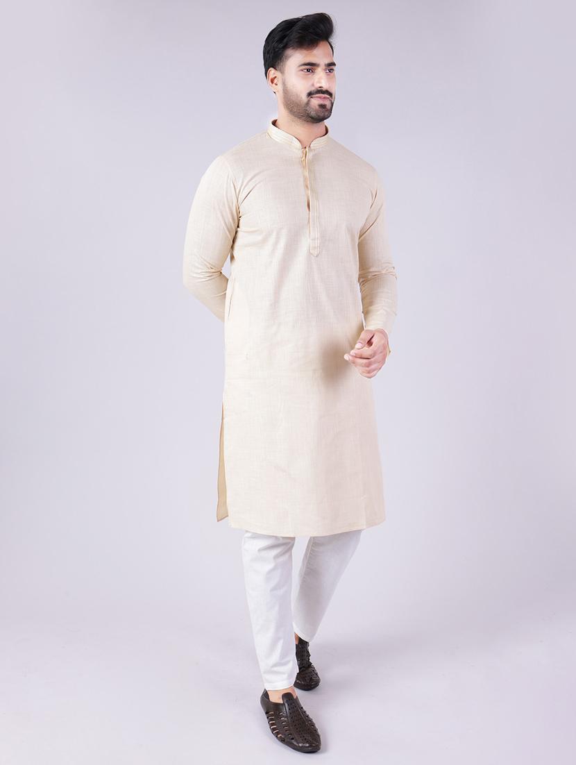 men solid mandarin neck kurta pyjama ethnic wear set - 22005489 - Standard Image - 1