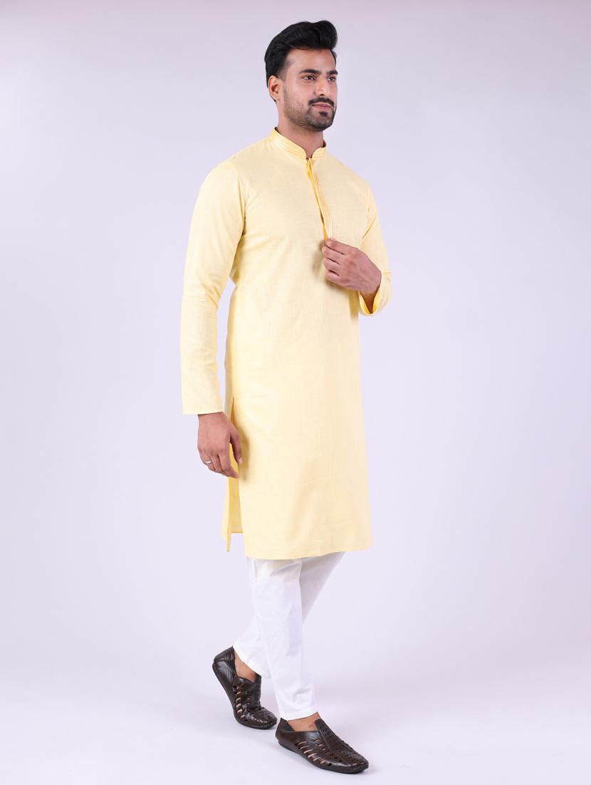 men solid mandarin neck kurta pyjama ethnic wear set - 22005490 - Standard Image - 1
