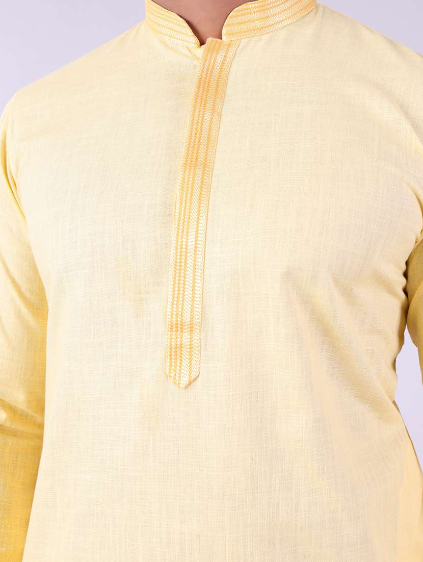men solid mandarin neck kurta pyjama ethnic wear set - 22005490 - Standard Image - 4