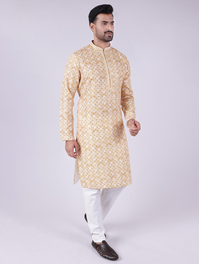 men printed mandarin neck kurta pyjama ethnic wear set - 22005499 -  Standard Image - 1