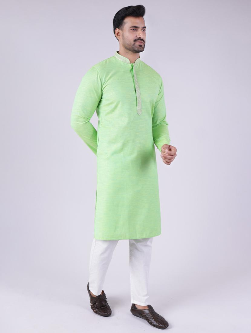men solid mandarin neck kurta pyjama ethnic wear set - 22005501 - Standard Image - 1