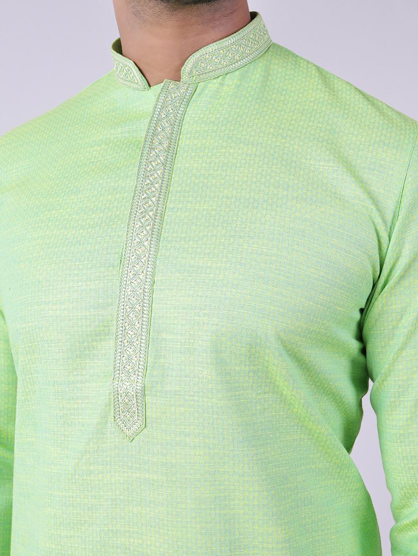 men solid mandarin neck kurta pyjama ethnic wear set - 22005501 - Standard Image - 4