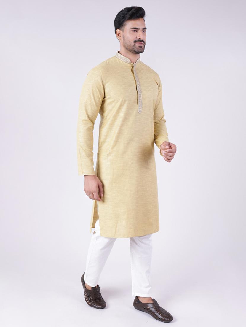 men self design mandarin neck kurta pyjama ethnic wear set - 22005502 - Standard Image - 1