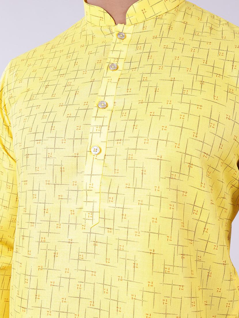 men self design mandarin neck kurta pyjama ethnic wear set - 22005505 - Standard Image - 4