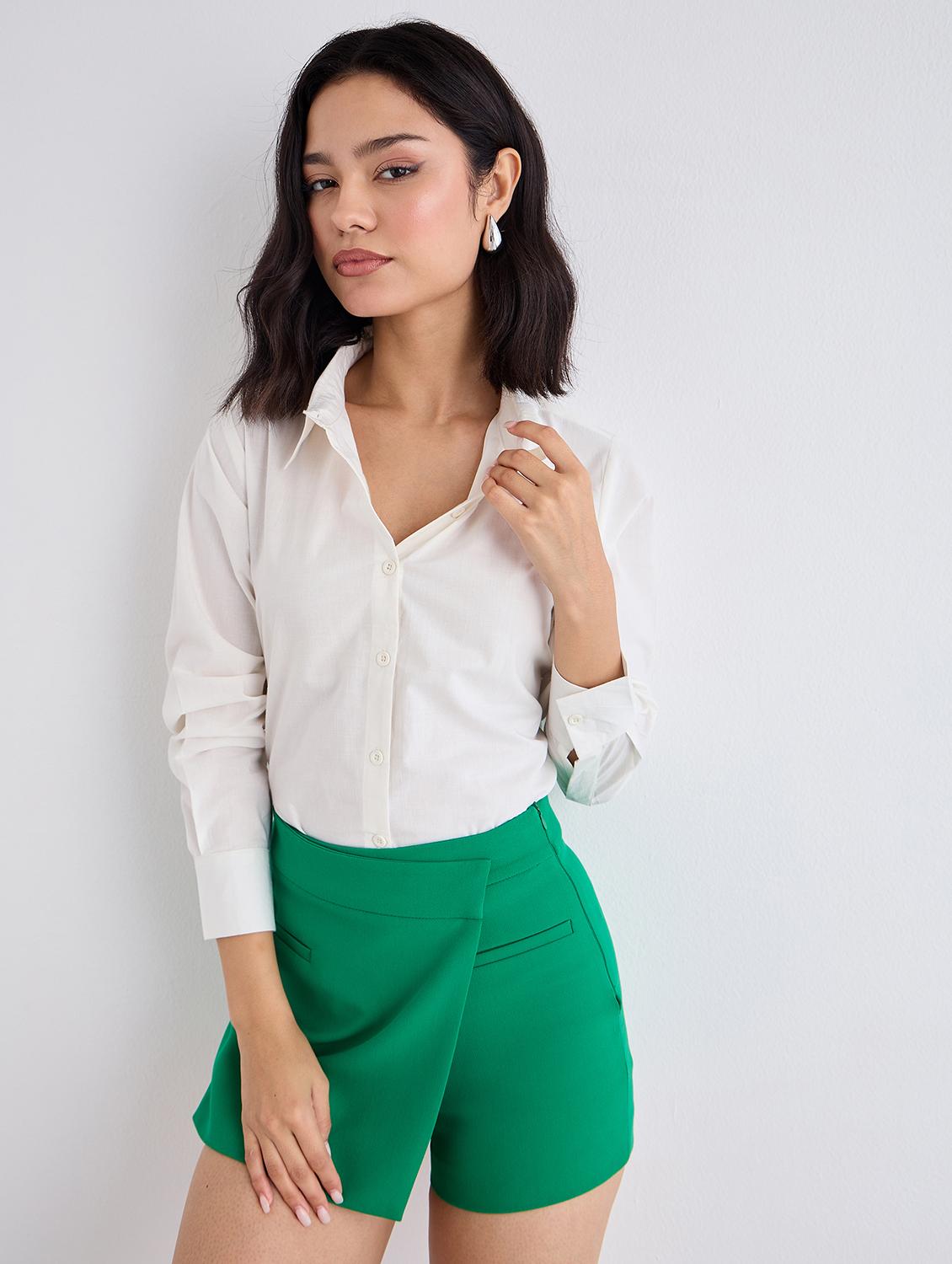 women solid long sleeve regular fit shirt - 22005808 -  Standard Image - 1