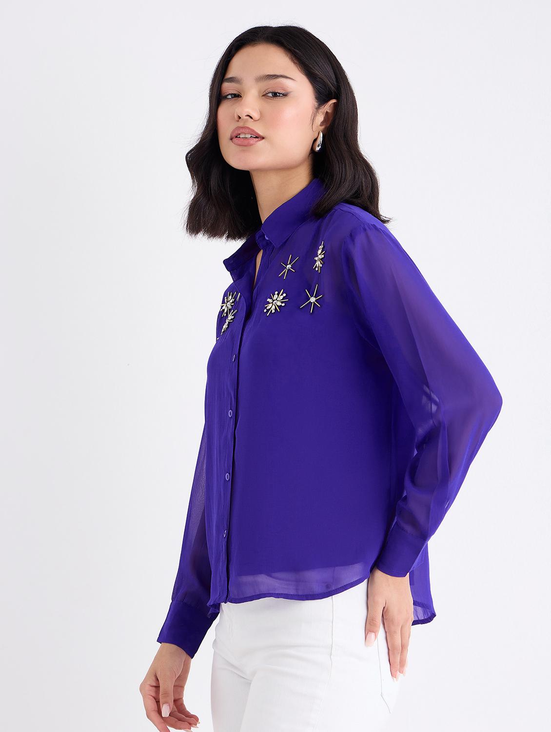 women solid with work long sleeve regular fit shirt - 22005809 -  Standard Image - 1