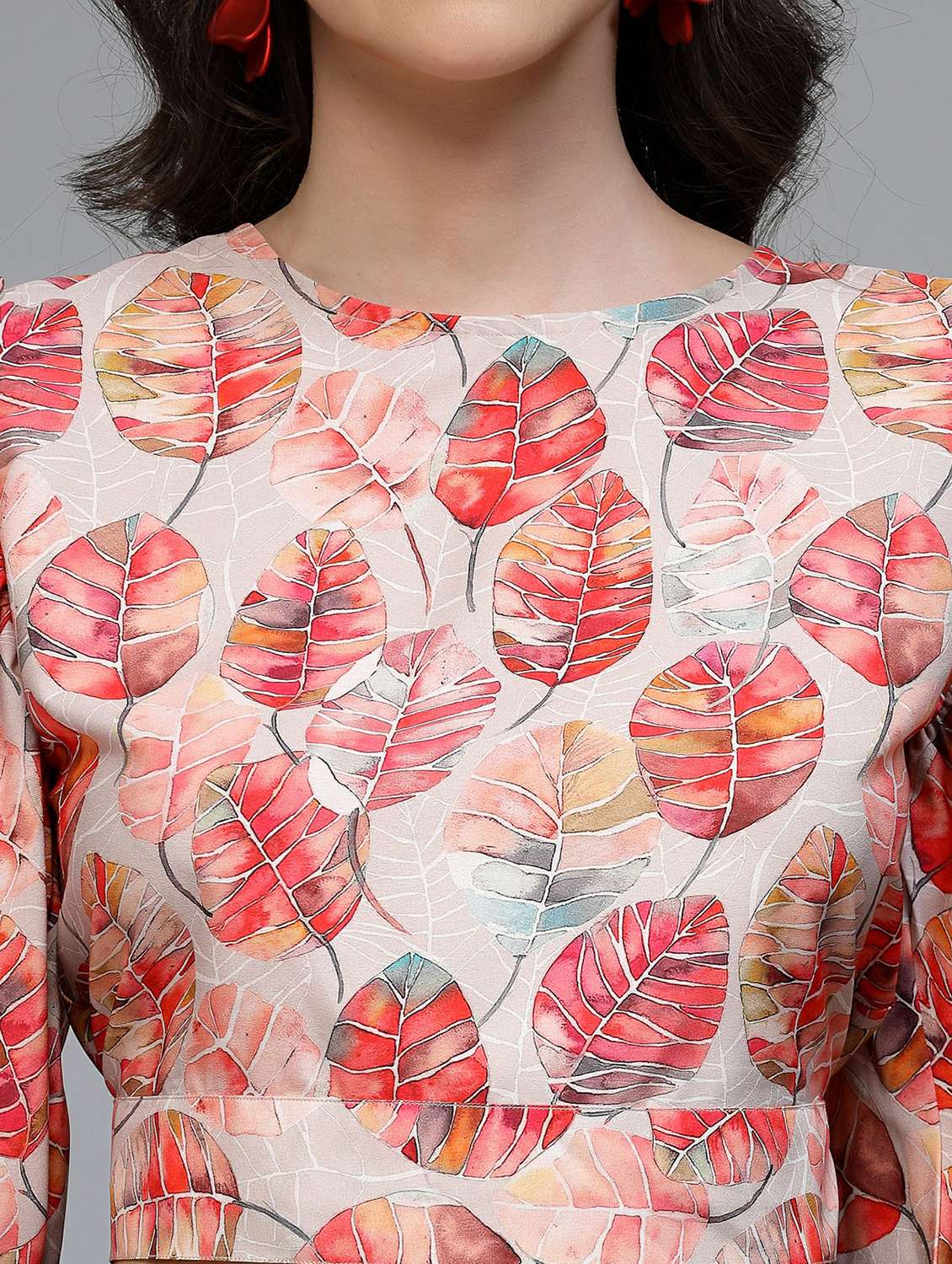 women floral print puff sleeve tie back top - 22006041 - Standard Image - 6