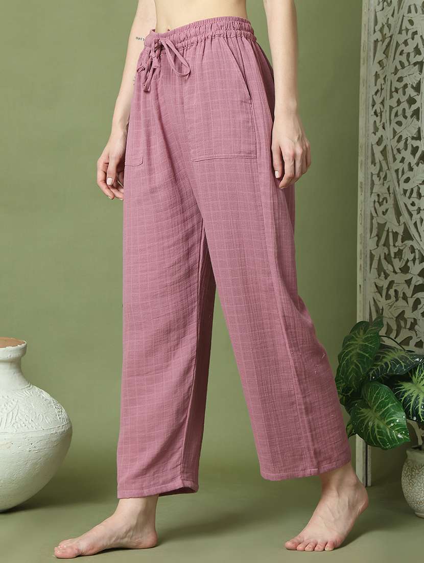 women solid mid rise loungewear pajama - 22006084 -  Standard Image - 1