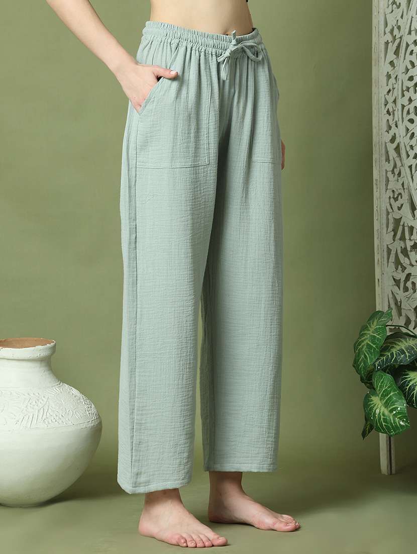 women solid mid rise loungewear pajama - 22006100 -  Standard Image - 1