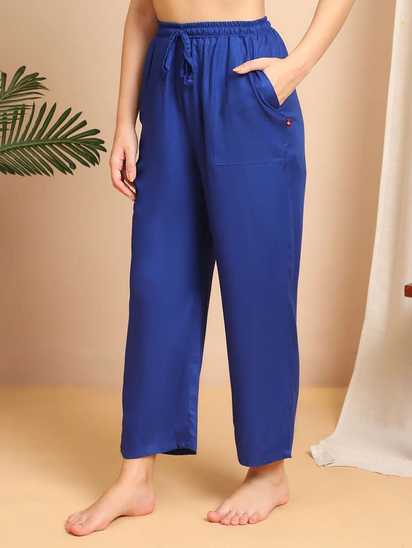 women solid mid rise loungewear pajama - 22006108 -  Standard Image - 1