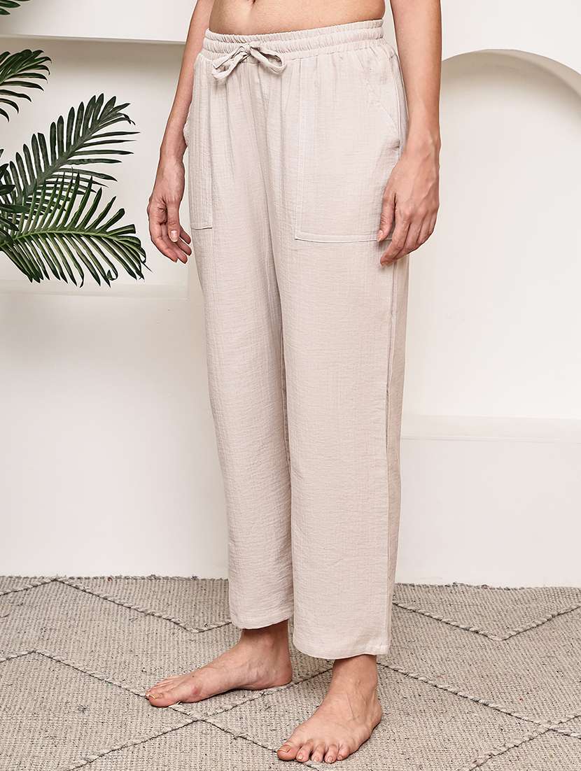 women solid mid rise loungewear pajama - 22006109 -  Standard Image - 1