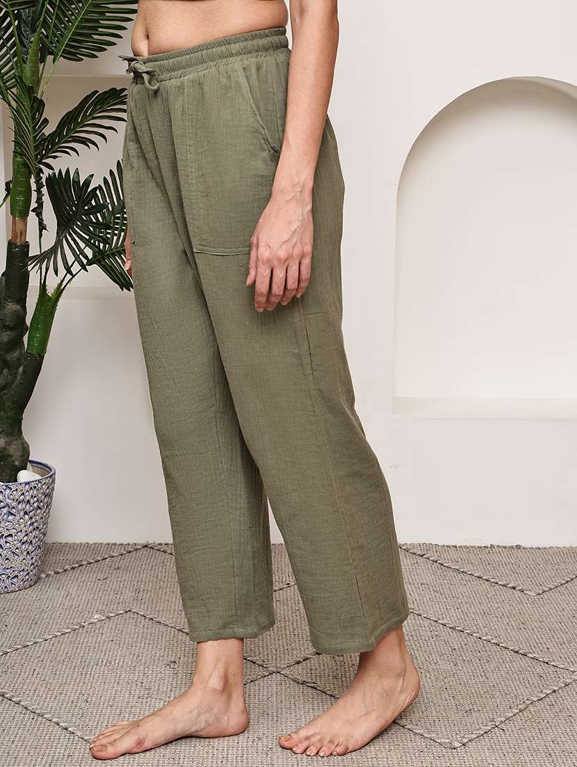 women solid mid rise loungewear pajama - 22006112 -  Standard Image - 1