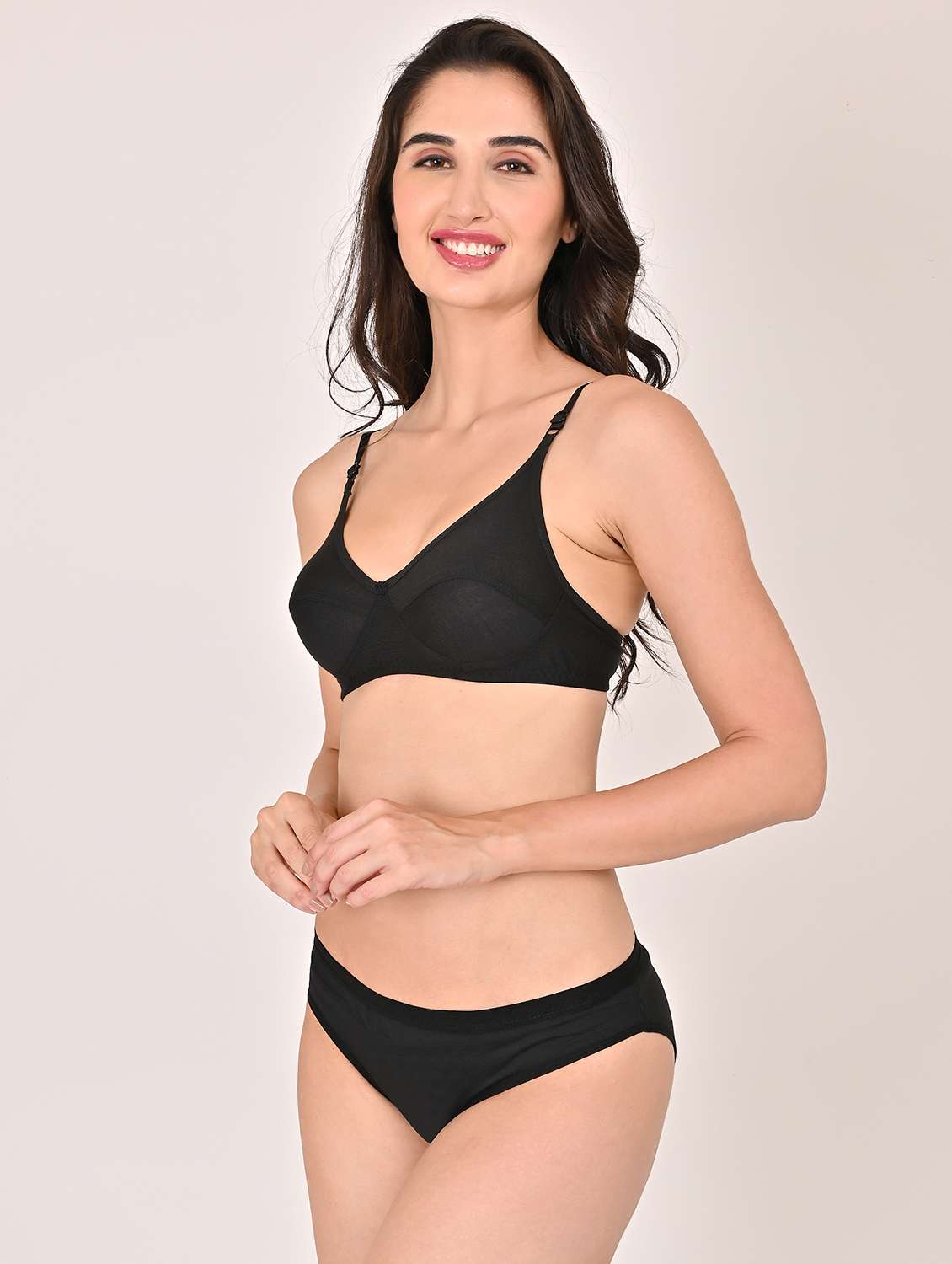 women solid bra and panty set - 22006194 -  Standard Image - 1