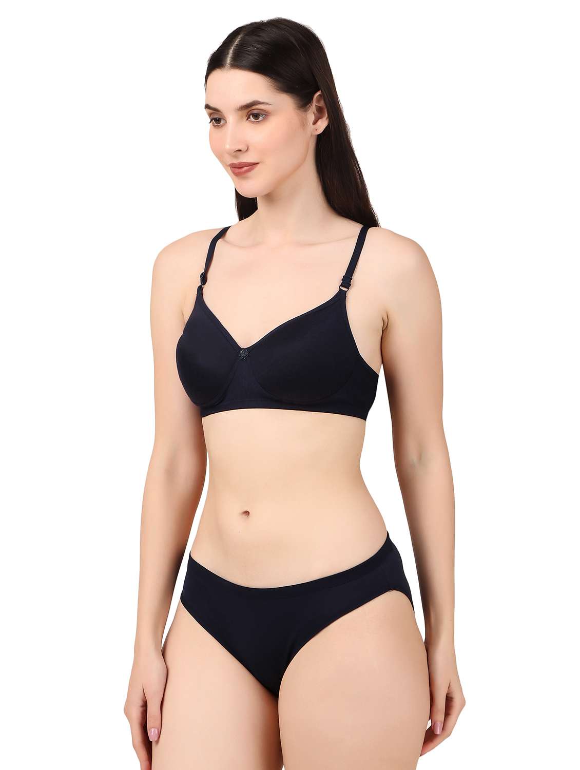 women solid bra and panty set - 22006199 -  Standard Image - 1