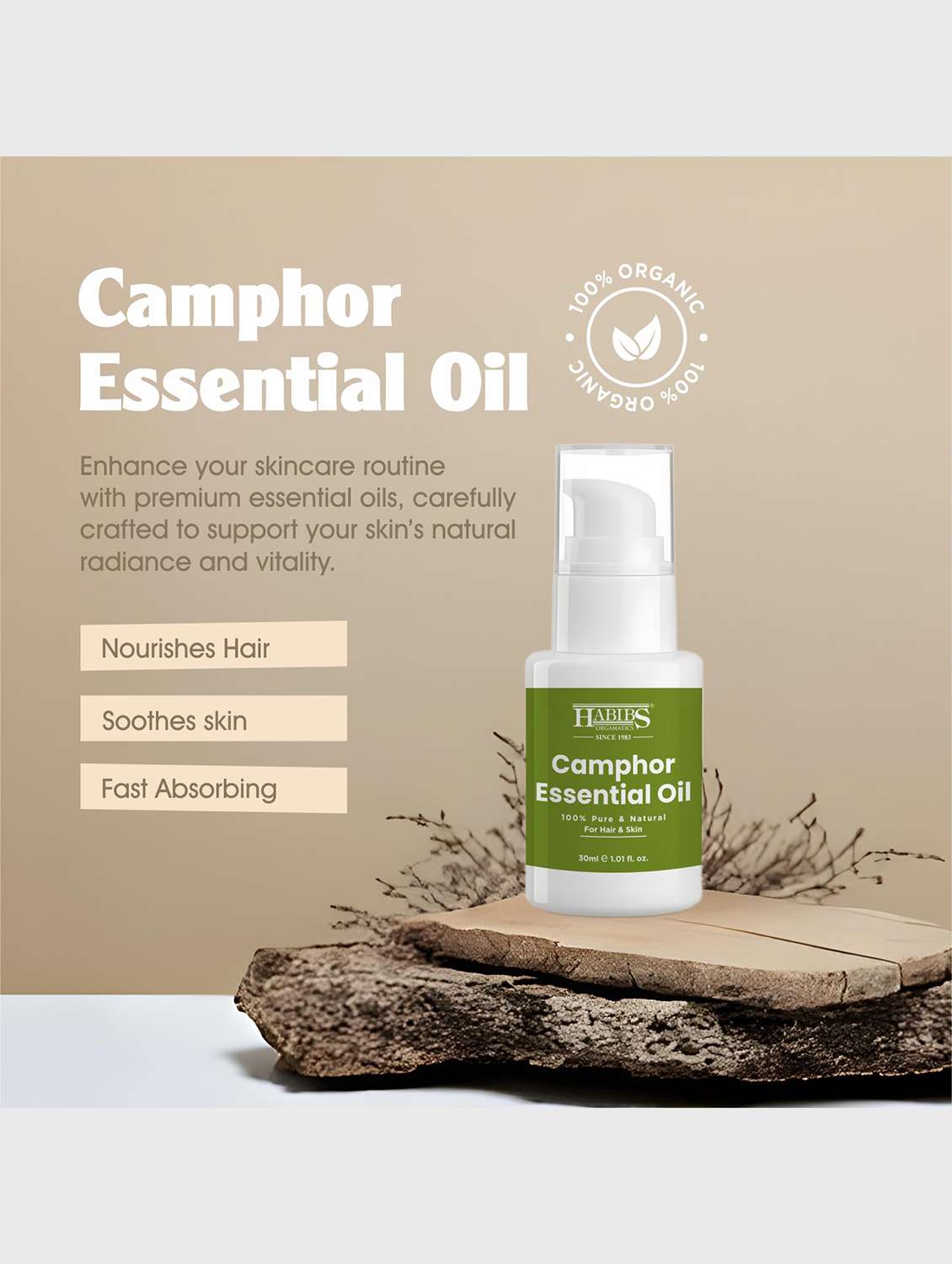 camphor essential oil - 100% undiluted, therapeutic grade for respiratory & muscle support 30ml - 22006212 -  Standard Image - 1