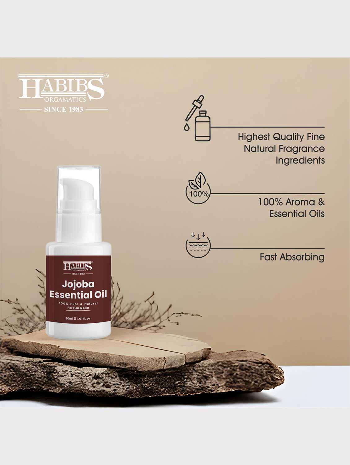 jojoba carrier oil - 100% organic, cold-pressed for balanced skin, hair & acne control 30ml - 22006215 - Standard Image - 4