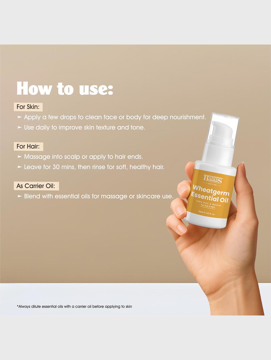 wheatgerm carrier oil - 100% natural, cold-pressed for anti-aging skin & hair nourishment 30ml - 22006217 - Standard Image - 6