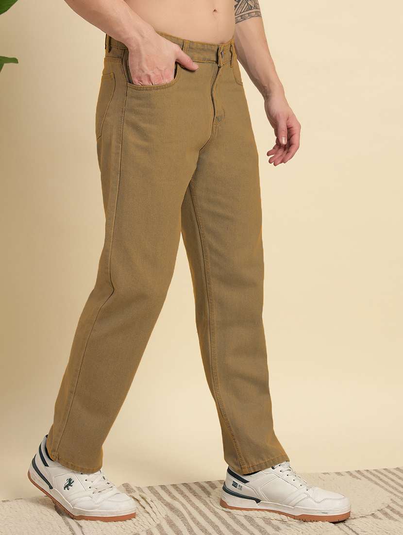 men plain mid rise full length jeans - 22006239 -  Standard Image - 1
