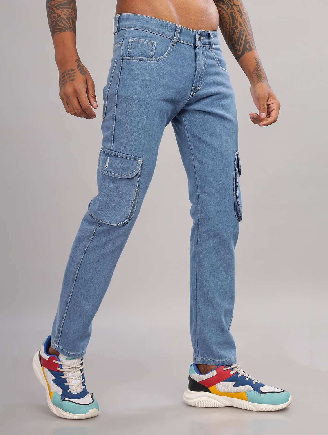 men solid mid rise regular fit cargo - 22006244 -  Standard Image - 1