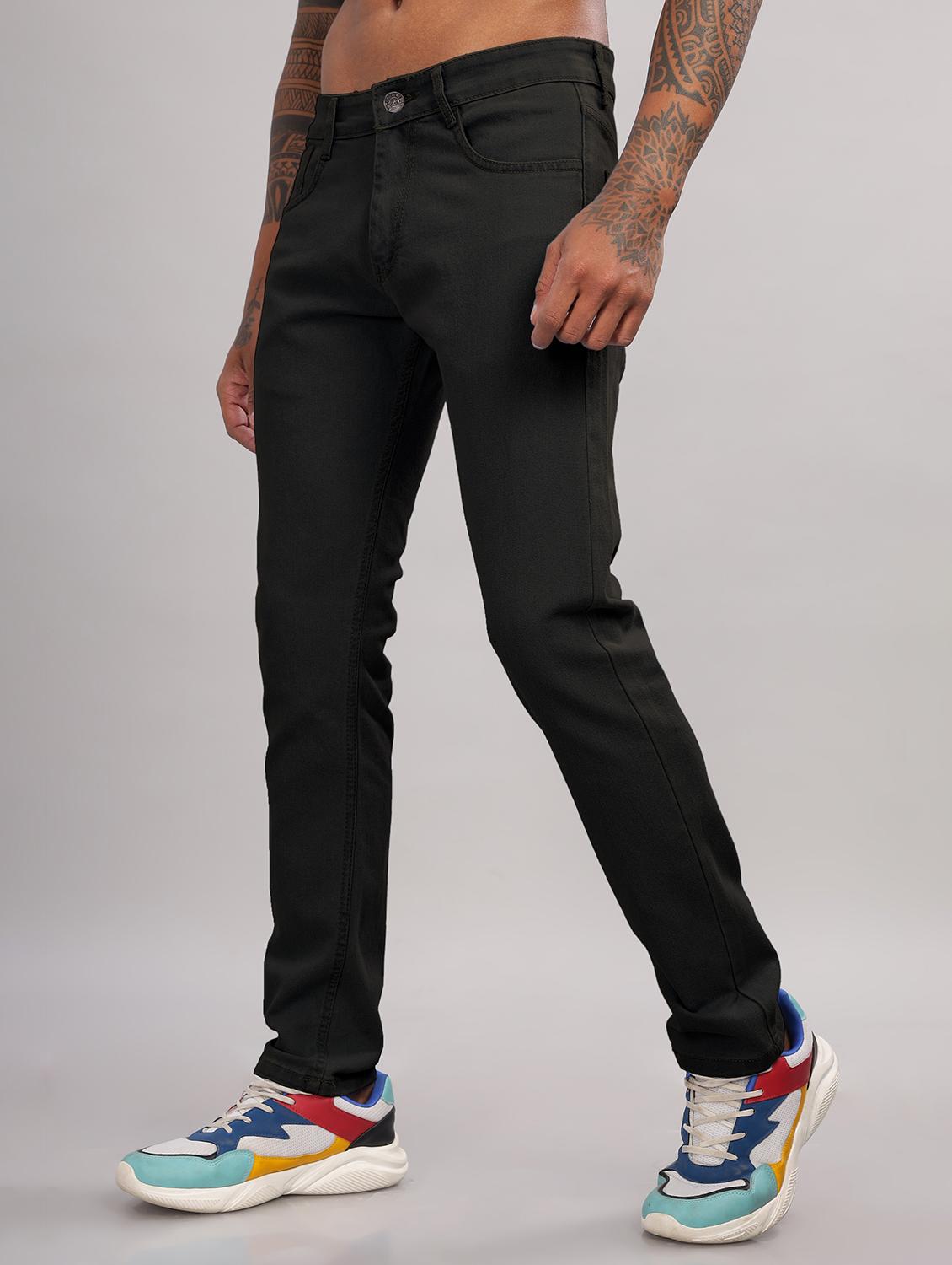 men plain mid rise full length slim fit jeans - 22006248 - Standard Image - 1