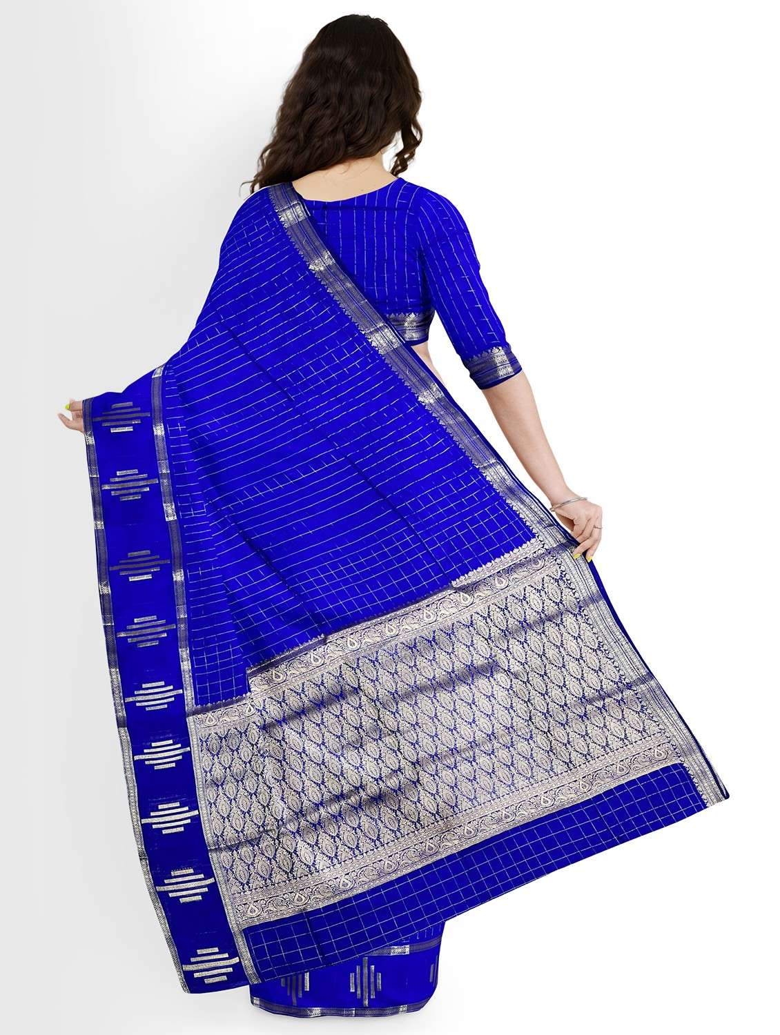 women striped bordered saree with blouse - 22006274 -  Standard Image - 1
