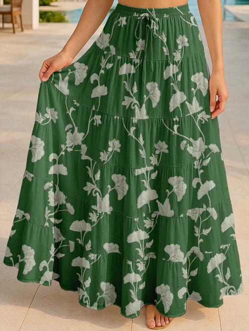 women floral printed high rise maxi tiered skirt - 22006283 - Standard Image - 0