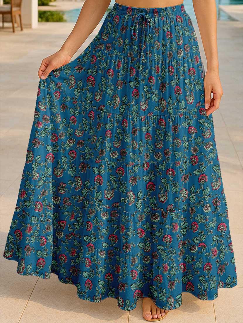 women floral printed high rise maxi tiered skirt - 22006284 -  Zoom Image - 0