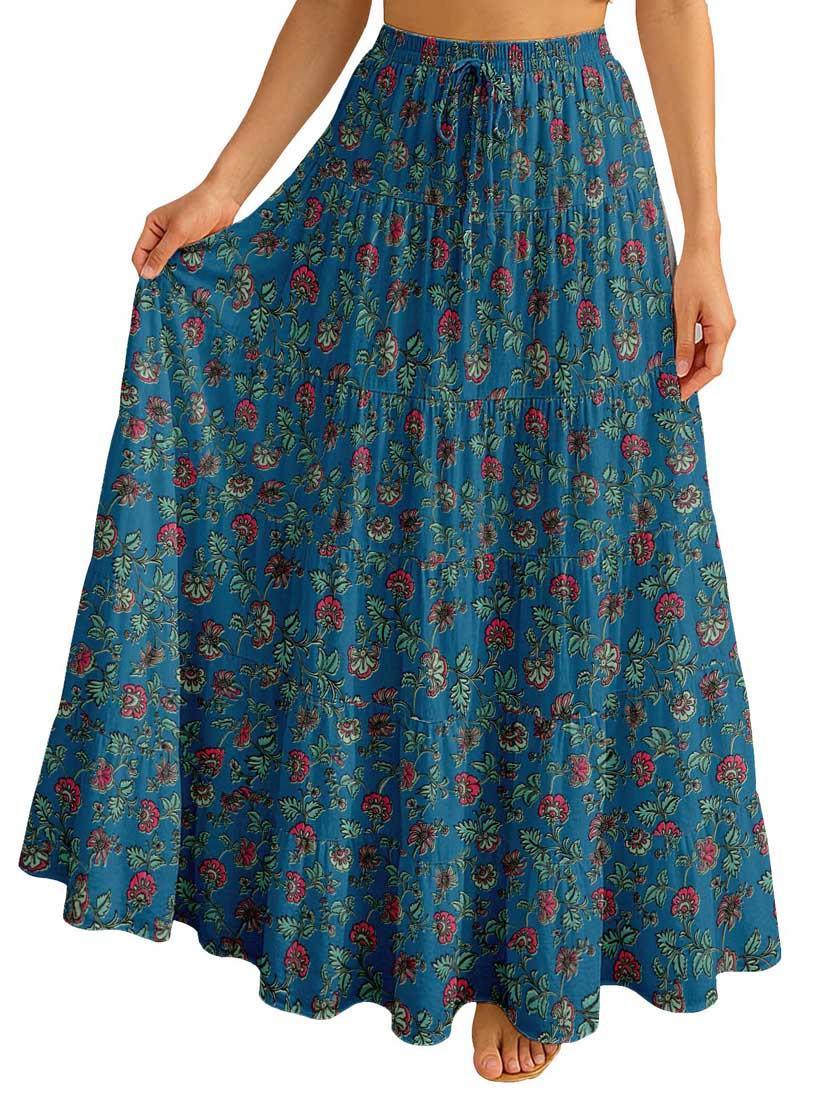 women floral printed high rise maxi tiered skirt - 22006284 -  Standard Image - 1