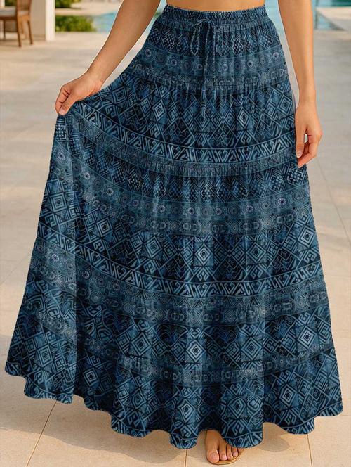 women printed high rise maxi tiered skirt - 22006290 - Standard Image - 0