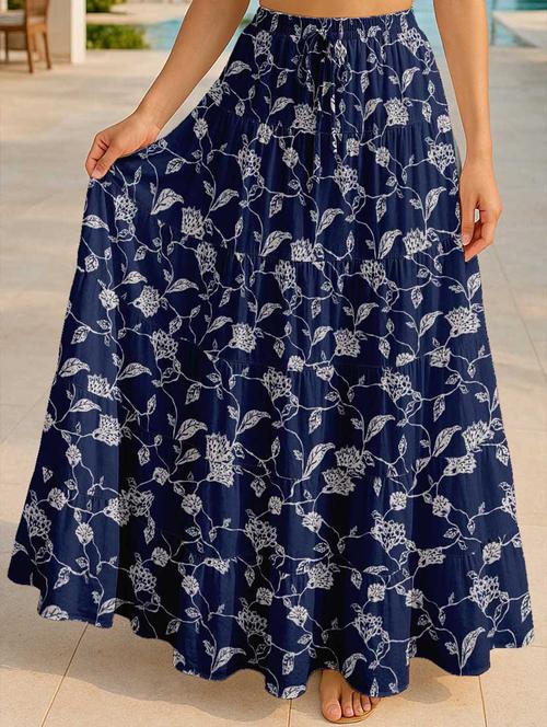 women floral printed high rise maxi tiered skirt - 22006293 - Standard Image - 0