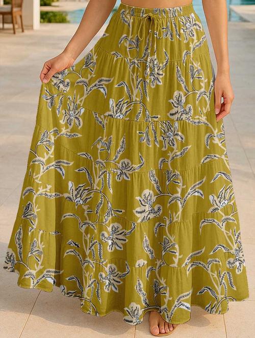 women floral printed high rise maxi tiered skirt - 22006294 - Standard Image - 0