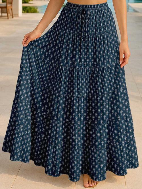 women printed high rise maxi tiered skirt - 22006297 -  Standard Image - 0