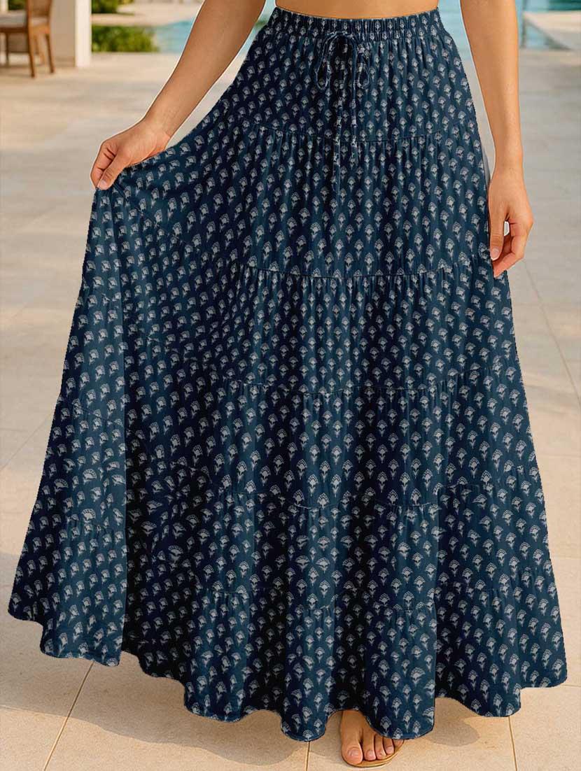 women printed high rise maxi tiered skirt - 22006297 -  Zoom Image - 0