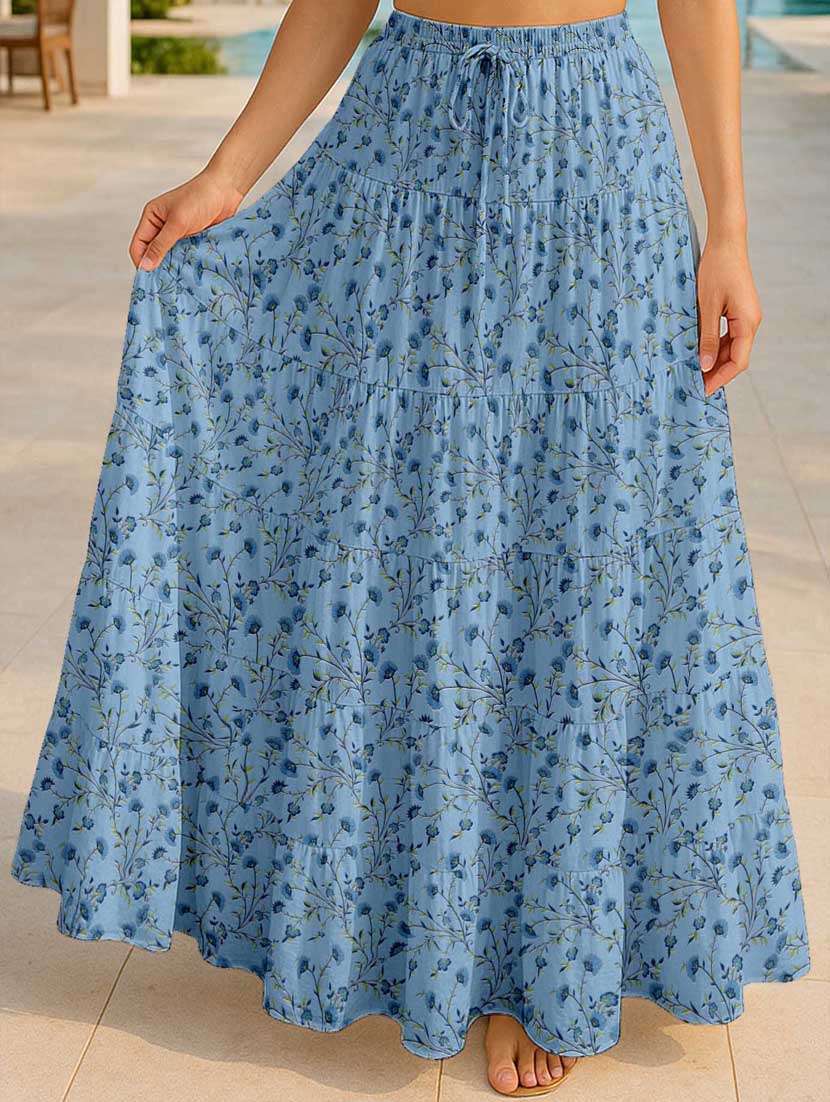 women floral printed high rise maxi tiered skirt - 22006298 -  Zoom Image - 0
