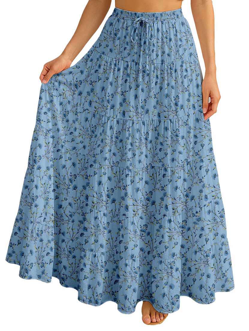 women floral printed high rise maxi tiered skirt - 22006298 -  Standard Image - 1