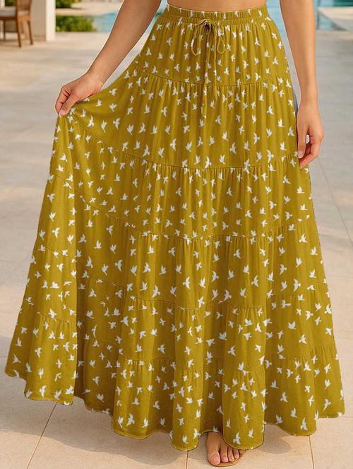women printed high rise maxi tiered skirt - 22006300 -  Standard Image - 0
